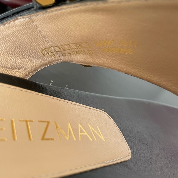 Stuart Weitzman Pearl Buckle Espadrille Thong Sandals Black Sz 7-7.5 - Picture 6 of 10